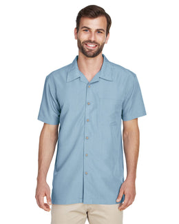 Harriton Barbados Textured Camp Shirt M560 | Cloud Blue - Front