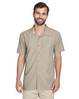 Harriton Barbados Textured Camp Shirt M560 | Khaki - Front
