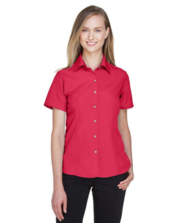 Harriton Ladies Barbados Textured Camp Shirt M560W | Parrot Red - Front