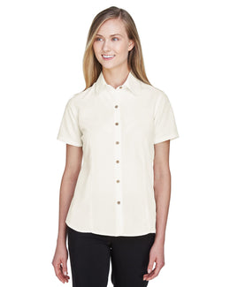 Harriton Ladies Barbados Textured Camp Shirt M560W | Creme - Front