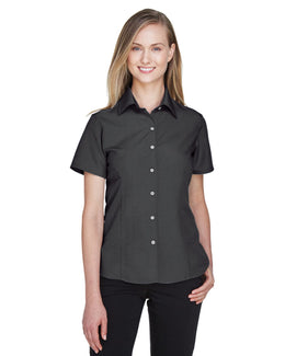 Harriton Ladies Barbados Textured Camp Shirt M560W | Black - Front