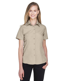 Harriton Ladies Barbados Textured Camp Shirt M560W | Khaki - Front