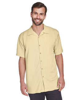 Harriton Bahama Cord Camp Shirt M570 | Sand - Front