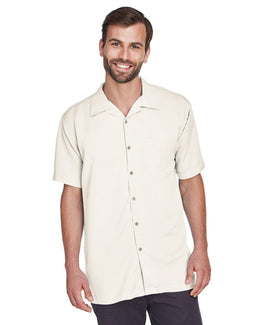 Harriton Bahama Cord Camp Shirt M570 | Creme - Front