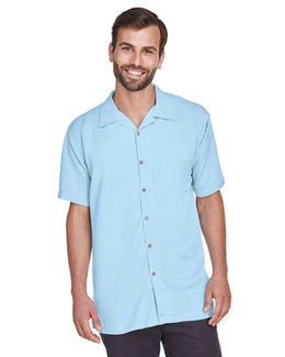 Harriton Bahama Cord Camp Shirt M570 | Cloud Blue - Front