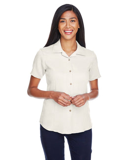 Harriton Ladies Bahama Cord Camp Shirt M570W | Creme - Front