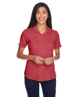Harriton Ladies Bahama Cord Camp Shirt M570W | Tile Red - Front