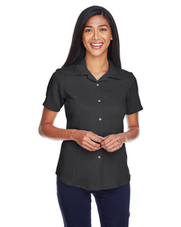 Harriton Ladies Bahama Cord Camp Shirt M570W | Black - Front