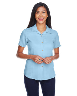 Harriton Ladies Bahama Cord Camp Shirt M570W | Cloud Blue - Front