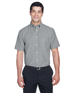 Harriton Mens Short Sleeve Oxford with Stain-Release M600S | Oxford Grey - Front