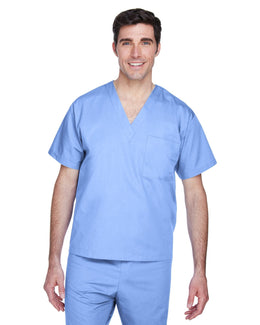 Harriton Adult Scrub Top M897 | Ciel Blue - Front