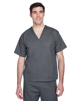 Harriton Adult Scrub Top M897 | Dark Charcoal - Front