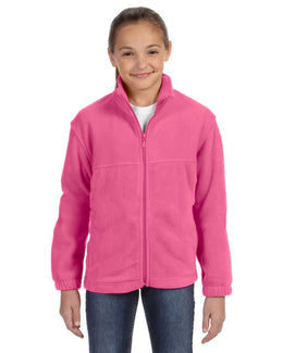 Harriton Youth Full-Zip Fleece M990Y | Charity Pink - Front