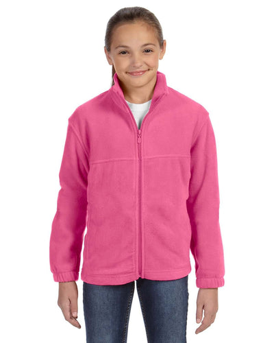 Harriton Youth Full-Zip Fleece M990Y | Charity Pink - Front
