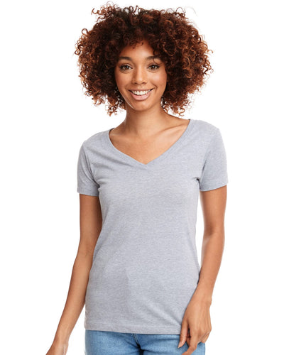 Next Level Ladies Ideal V-Neck Tee N1540 | Heather Gray - Front