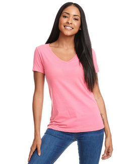 Next Level Ladies Ideal V-Neck Tee N1540 | Hot Pink - Front