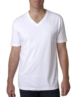 Next Level Mens Short Sleeve V-Neck Tee N3200 | White - Front