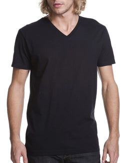 Next Level Mens Short Sleeve V-Neck Tee N3200 | Black - Front