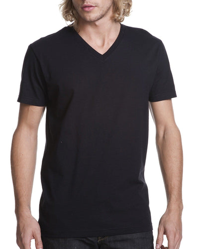 Next Level Mens Short Sleeve V-Neck Tee N3200 | Black - Front