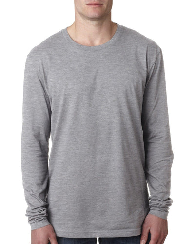 Next Level Mens Premium Long Sleeve Tee N3601 | Heather Gray - Front