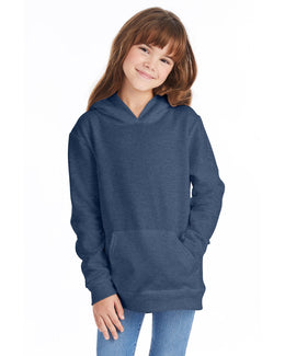 Hanes Youth Hooded Sweatshirt P473 | Heather Navy - Front