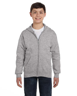Hanes Youth 50/50 Full-Zip Hoodie Sweatshirt P480 | Light Steel - Front