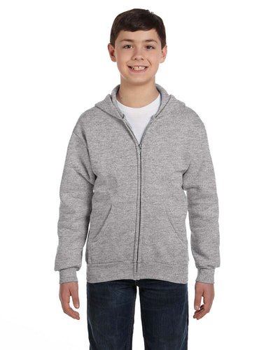 Hanes Youth 50/50 Full-Zip Hoodie Sweatshirt P480 | Light Steel - Front
