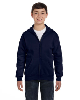 Hanes Youth 50/50 Full-Zip Hoodie Sweatshirt P480 | Navy - Front
