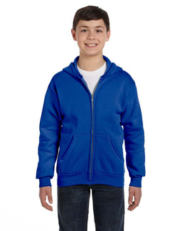 Hanes Youth 50/50 Full-Zip Hoodie Sweatshirt P480 | Deep Royal - Front