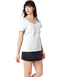 Hanes Ladies Perfect-T V-Neck T-Shirt S04V | White - Front