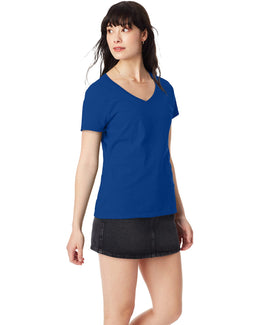 Hanes Ladies Perfect-T V-Neck T-Shirt S04V | Deep Royal - Front