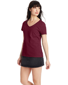 Hanes Ladies Perfect-T V-Neck T-Shirt S04V | Maroon - Front