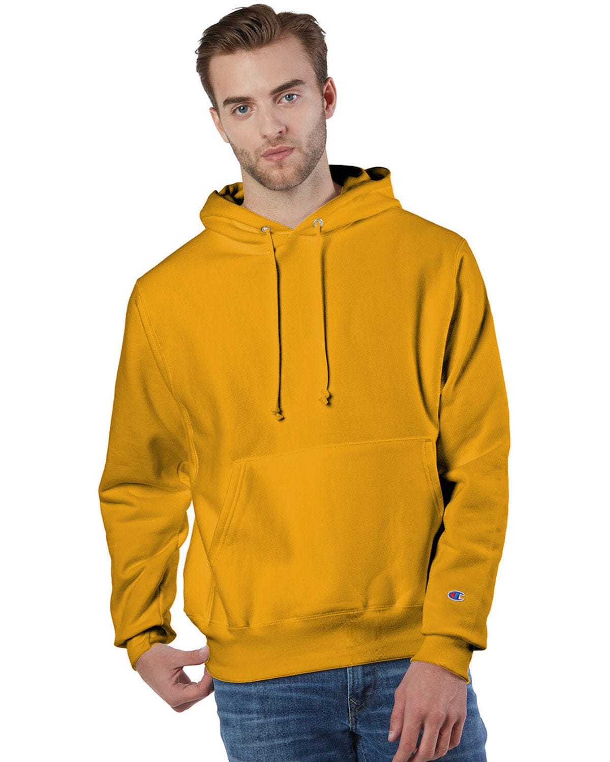 Champion Reverse Weave Hooded Sweatshirt | C Gold – CheapesTees