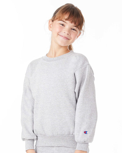 Champion Youth 50/50 EcoSmart Crewneck Sweatshirt S690 | Light Steel - Front