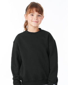 Champion Youth 50/50 EcoSmart Crewneck Sweatshirt S690 | Black - Front