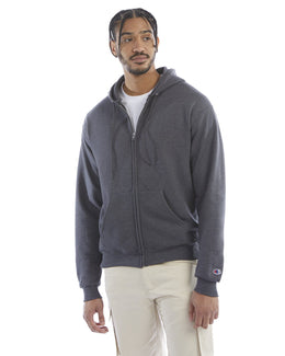 Champion EcoSmart Full-Zip Hoodie S800 | Charcoal Heather - Front