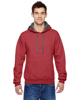 Fruit of the Loom Sofspun Hooded Sweatshirt SF76R | Brick Heather - Front