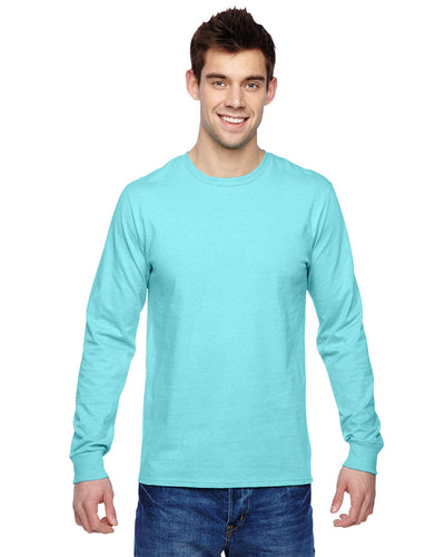 Fruit of the Loom 100% Sofspun Cotton Long Sleeve T-Shirt SFLR | Scuba Blue - Front