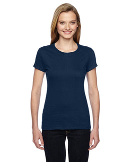 Fruit of the Loom Ladies 100% Sofspun Cotton Junior Crew T-Shirt SSFJR | J Navy - Front