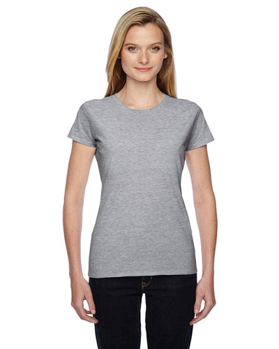 Fruit of the Loom Ladies 100% Sofspun Cotton Junior Crew T-Shirt SSFJR | Athletic Heather - Front