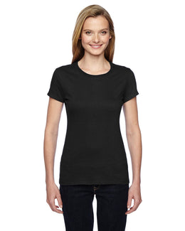 Fruit of the Loom Ladies 100% Sofspun Cotton Junior Crew T-Shirt SSFJR | Black - Front