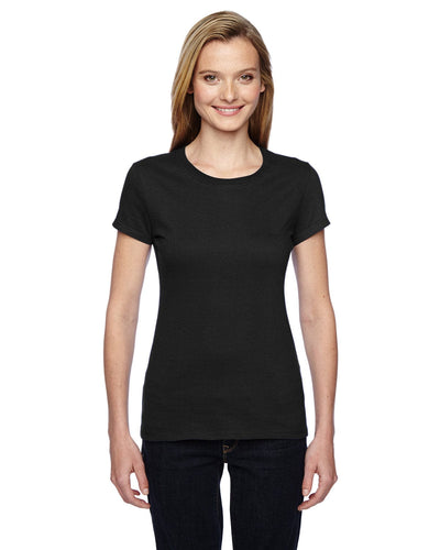Fruit of the Loom Ladies 100% Sofspun Cotton Junior Crew T-Shirt SSFJR | Black - Front
