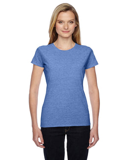 Fruit of the Loom Ladies 100% Sofspun Cotton Junior Crew T-Shirt SSFJR | Carolina Heather - Front