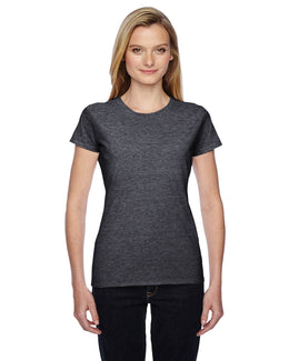 Fruit of the Loom Ladies 100% Sofspun Cotton Junior Crew T-Shirt SSFJR | Charcoal Heather - Front