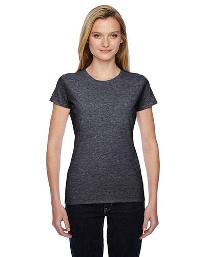 Fruit of the Loom Ladies 100% Sofspun Cotton Junior Crew T-Shirt SSFJR | Charcoal Heather - Front