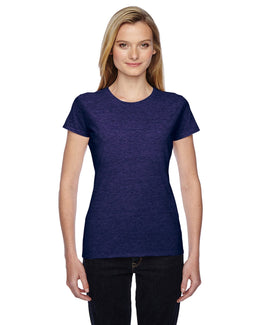 Fruit of the Loom Ladies 100% Sofspun Cotton Junior Crew T-Shirt SSFJR | Heather Grape - Front