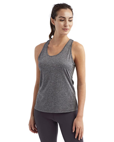 TriDri Ladie's Knot-Back Venus Tank TD042 | Black Melange - Front