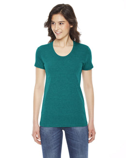 American Apparel Ladies Triblend Short Sleeve Track T-Shirt TR301W | Tri Evergreen - Front