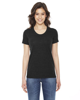 American Apparel Ladies Triblend Short Sleeve Track T-Shirt TR301W | Tri Black - Front
