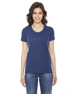 American Apparel Ladies Triblend Short Sleeve Track T-Shirt TR301W | Tri Indigo - Front
